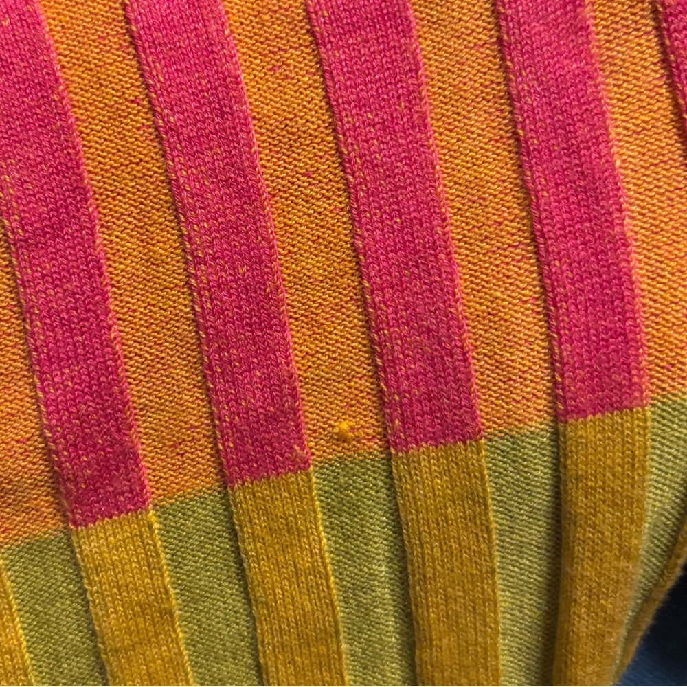 Ecru Colorblock Multicolor Rib Crew Neck Sweater Medium - Picture 10 of 10